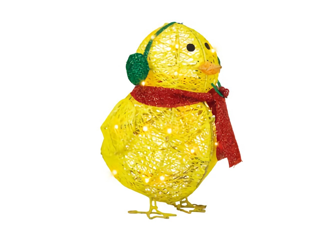 Pintinho Luminoso com Lenço para Decoração de Jardim Natal