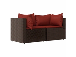 Maison Exclusive - Sofás De Canto Para Jardim Com Almofadões 2pcs Vime Pe Castanho