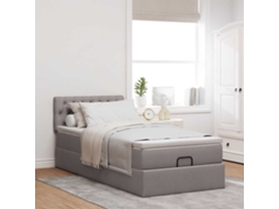 Vidaxl Cama Otomana Com Colchão 90x200 Cm Tecido Cinza