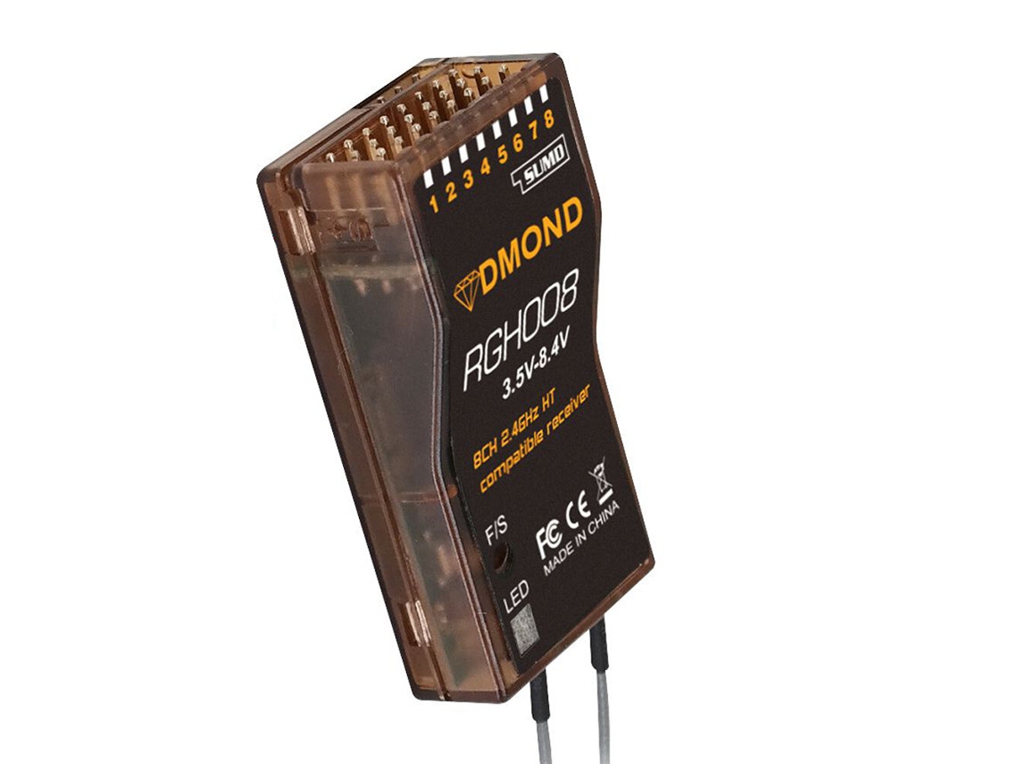 Receptor Rc Dmond Rgh008 2.4ghz 8ch Telemetria de Longo Alcance Compatível Graupner Hott+sumd Retorno Dados Bidirecional Drones Rc MDUG