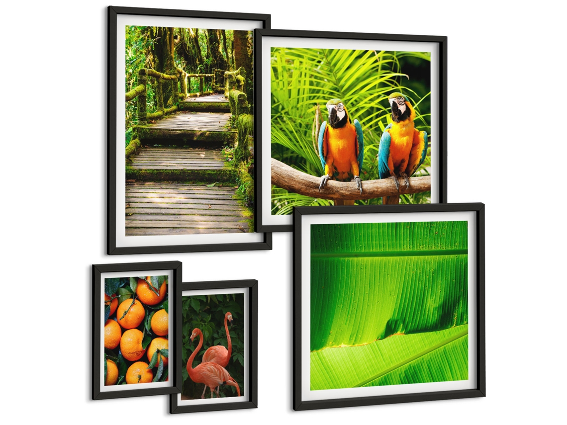 Composição De Quadros Na Parede Paisagens De Montanha Com Água, Céu Moldura Preta Imagens Para Um Quarto Infantil Espelharte (conjunto De 5 Imagens)