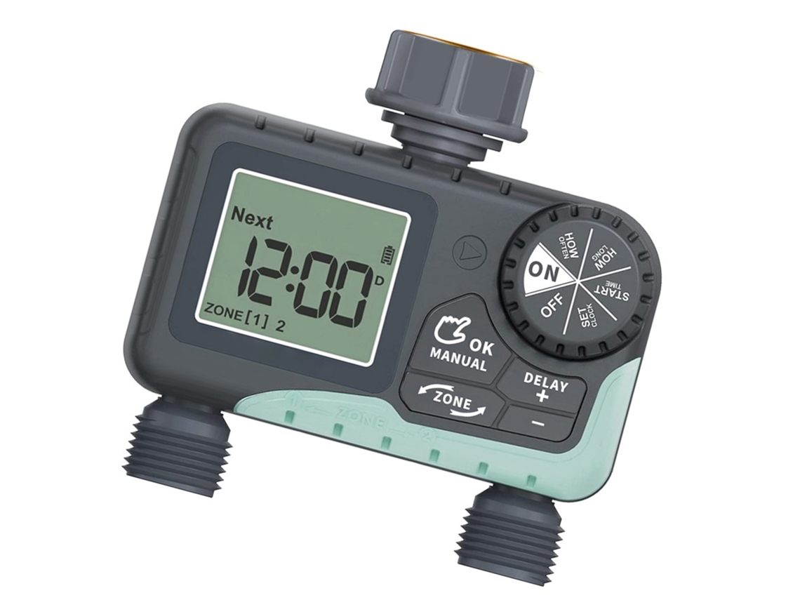 Controlador de Irrigação Inteligente com Tela LCD, Saída Dupla, Timer Digital para Jardim, Ip54, Economia de Água | S/MARCA