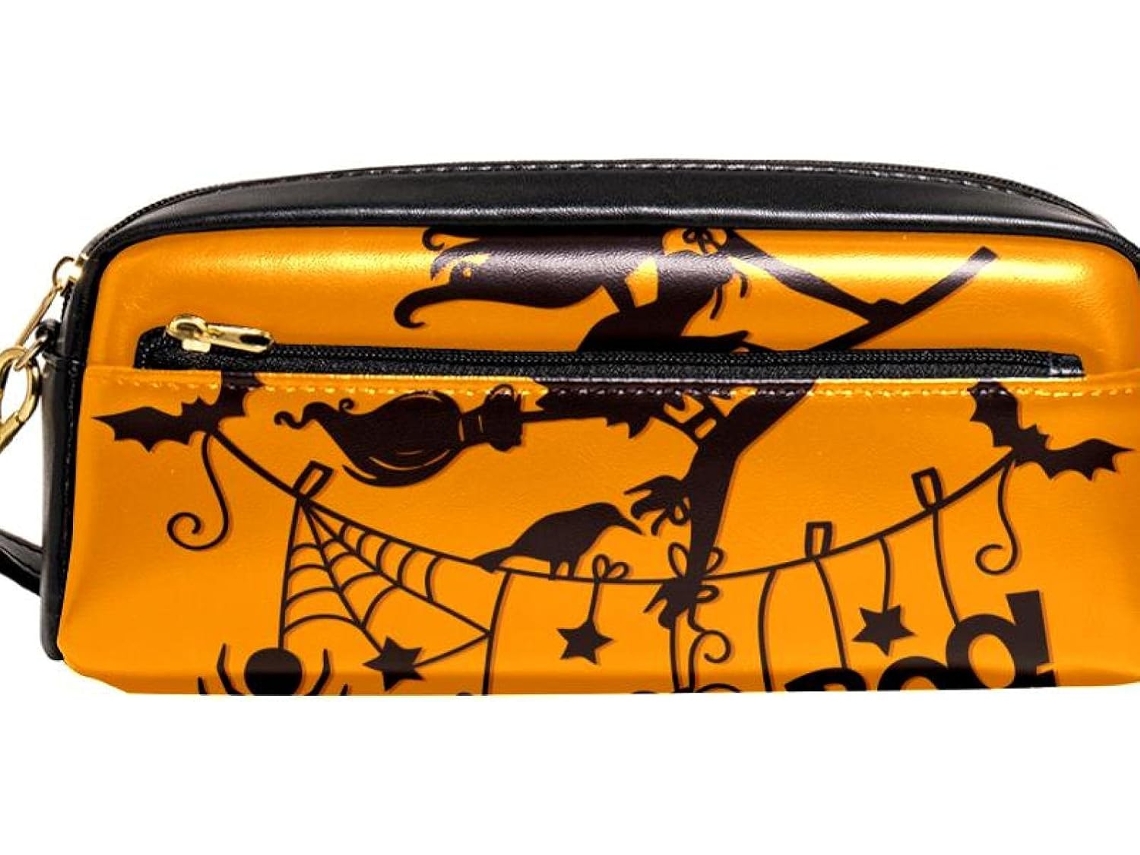 Este organizador de lápis de grande capacidade com estampa de Halloween é ideal para a escola, adolescentes, meninos e meninas.