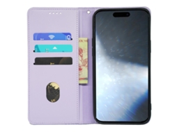 Capa Em Couro Pu Com Suporte Para Apple Iphone 16 Pro Max - Roxo Claro