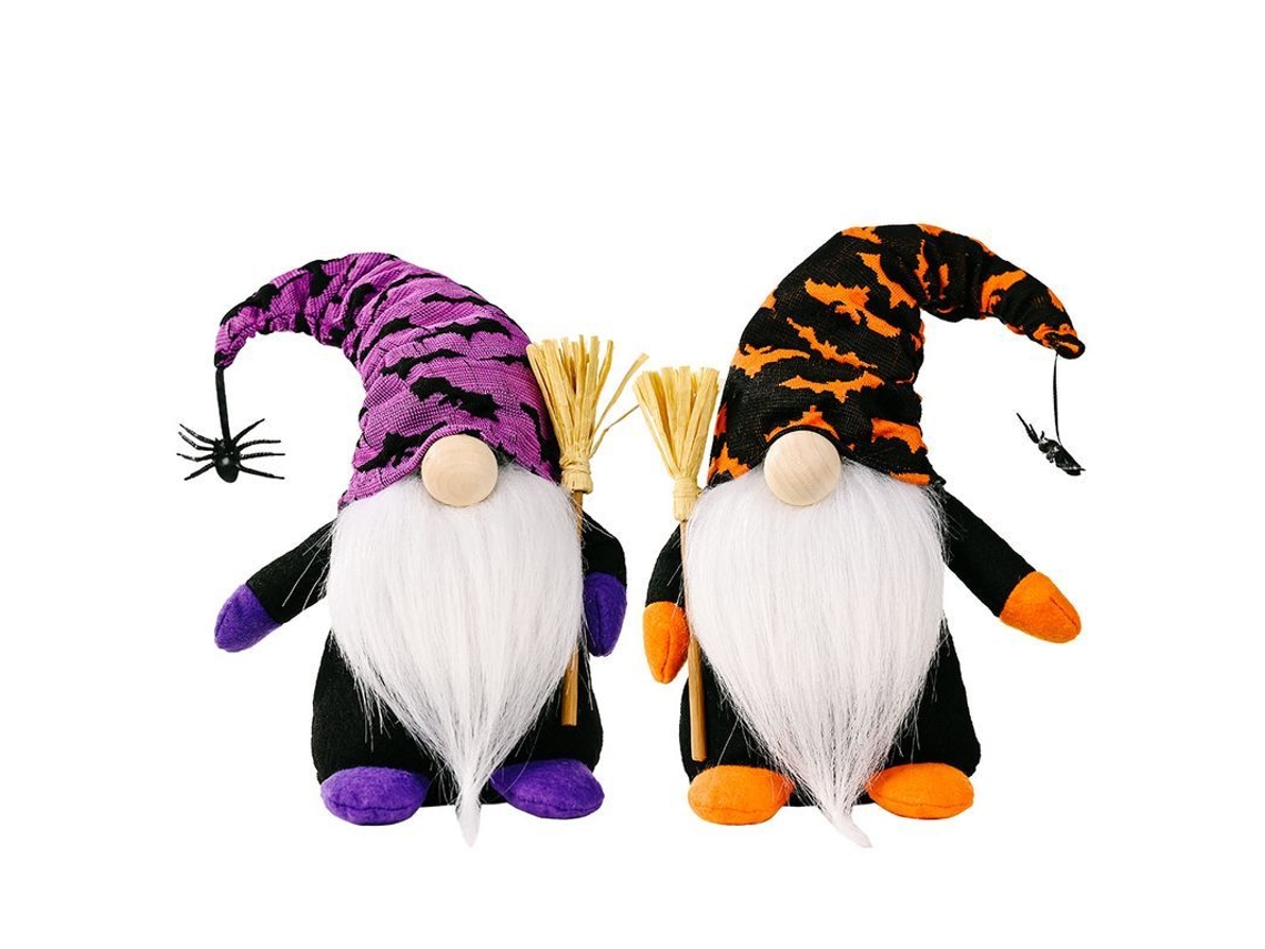 2026 conjunto de 2 Bonecos Gnomos Bruxa Decoración de Halloween para Casa, Festa, Brinquedos para Crianças e Adultos