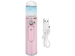 Spray Facial Recarregável Usb Nano Umidificador Rosa Para Hidratação Profunda E Portátil