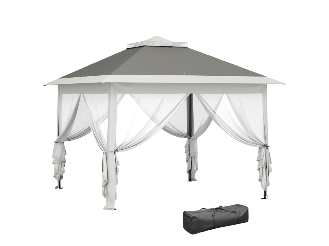 Carpa Pop up Doble Techo 3.3x3.3m Ajustável, cinza, com Mosquiteiras e Saco BTFORUS