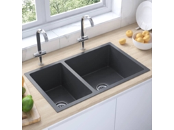 Vidaxl Lava-louça De Cozinha Aço Inoxidável Preto