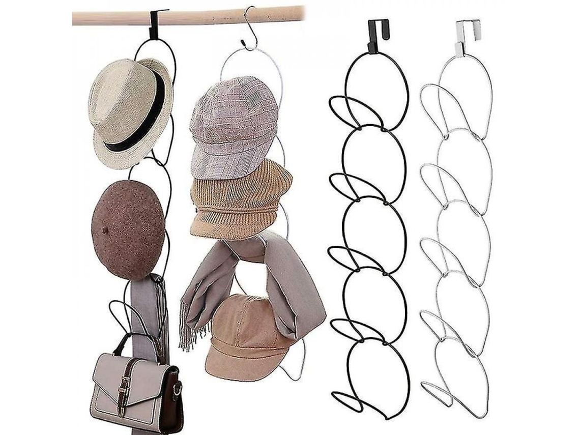 Organizador de Gorros de Béisbol para Porta, com Estante de Ferro, Preto