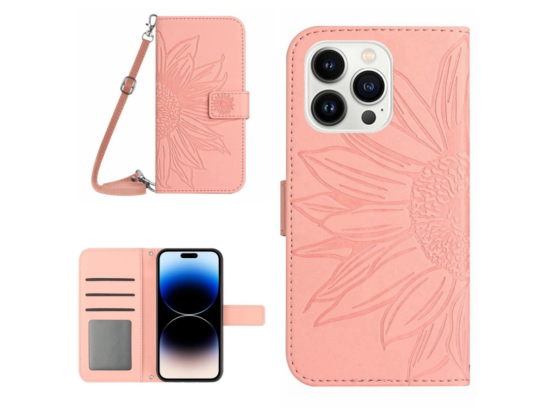 Capa Pega Para Iphone 14 Pro Pele Sintética Rosa