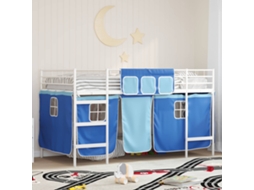 Vidaxl Estrutura De Cama Beliche Para Crianças Com Cortinas Liso