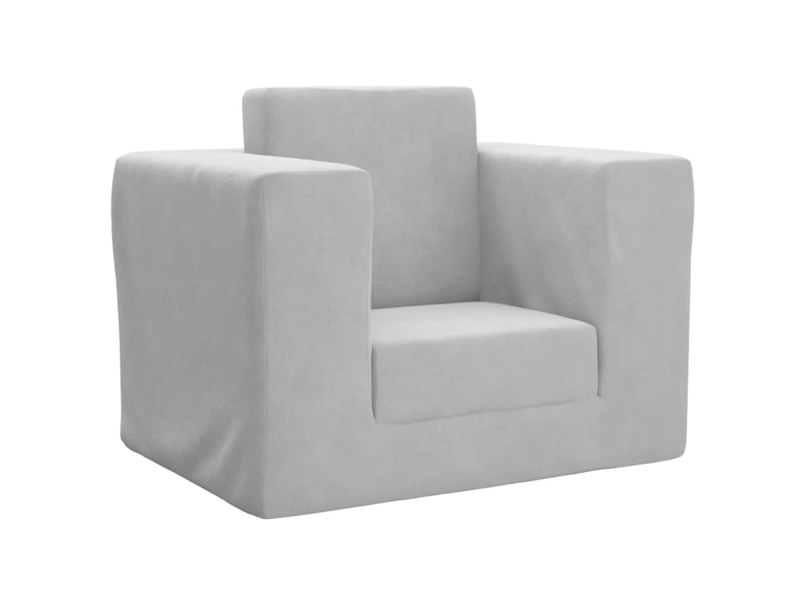 Vidaxl Sofá-cama Infantil Pelúcia Macia Cinzento-claro