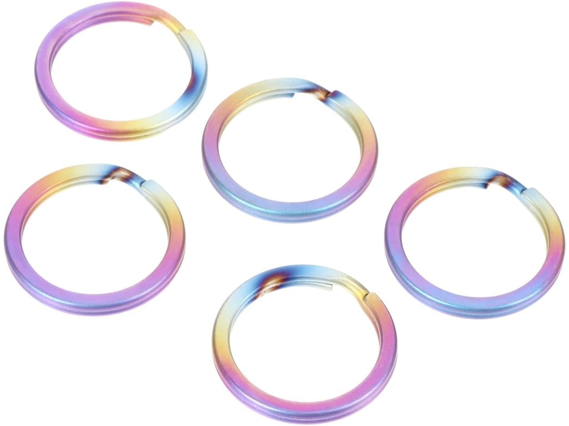 Conjunto de 5 Anéis para Chaveiro Ultraleve em Titânio para Projetos DIY.