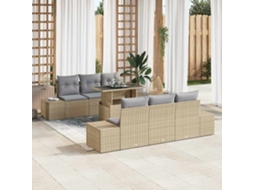 Vidaxl Conjunto De Sofás 7 Unid. Bege E Cinza Claro Vime Pe
