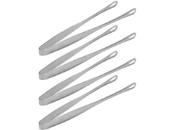 Lurelia Pinça Servir Kit 4 Peças Aço Inox 25 X 1,2 Cm Prata Antiderrapante Churrasco Pão