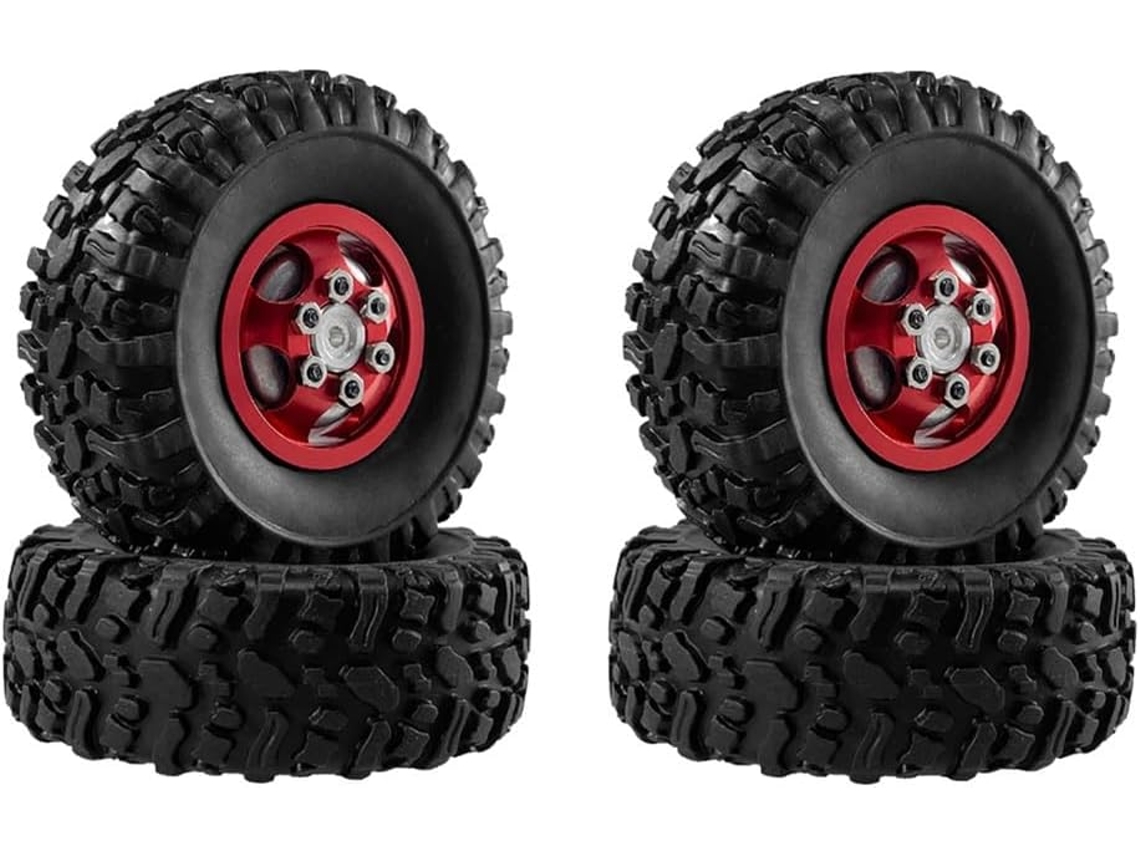 Rodas e Pneus Vermelhos para Carro RC Escala 1/12 SFUSHOS