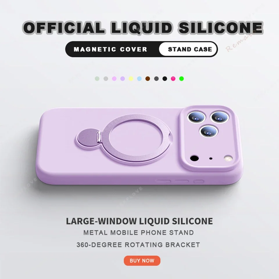 Capa De Silicone Líquido Roxa Para Iphone 14 Com Suporte Magnético E Magsafe.