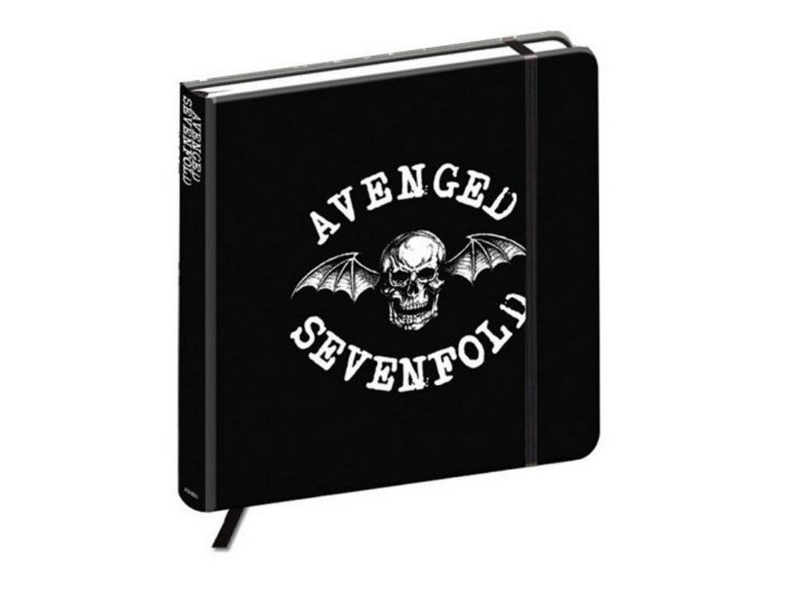Caderno com o Logo do Death Bat do Avenged Sevenfold, Tamanho Único, Preto e Branco BRILVIBERA