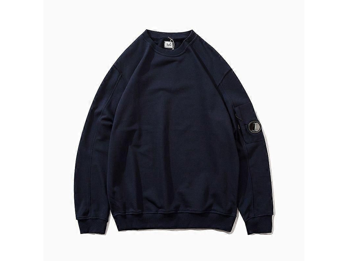 Sudadera Casual Homem Inverno Liso Cremalheira Bolso Capuz Azul Marinho Tamanho M L Xl Xxl L Azul Marino