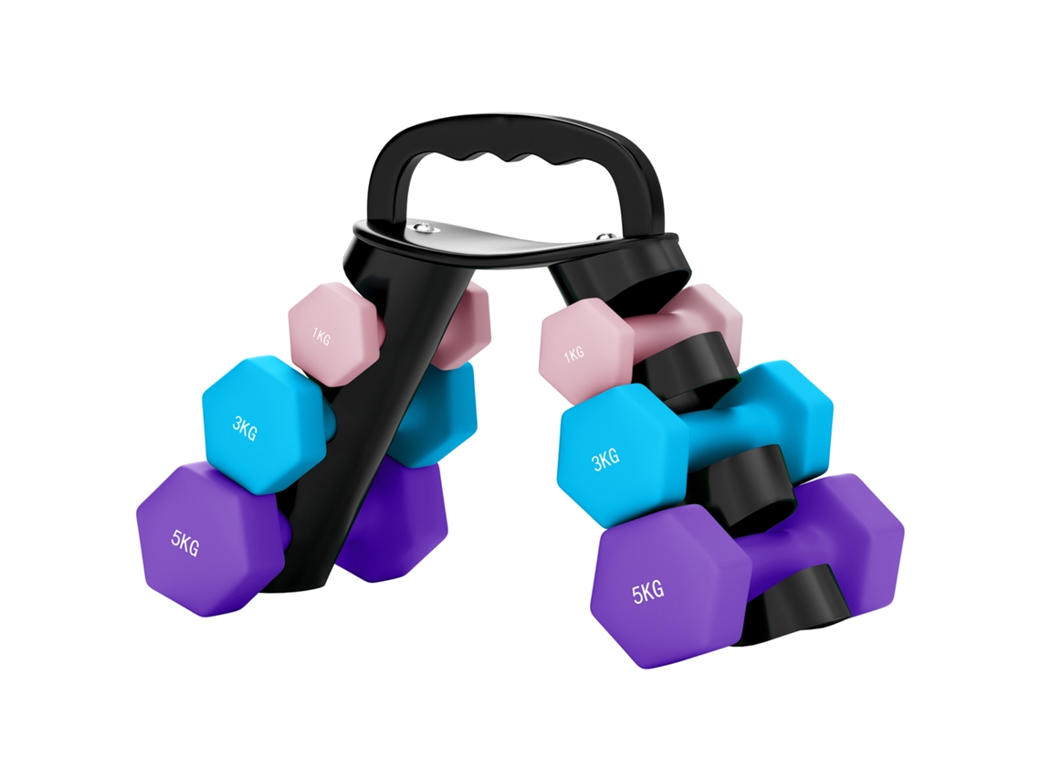 Conjunto De Halteres Com Suporte De Armazenamento, Conjunto De 6 Halteres Para Treinamento Físico, 2 X 1kg, 2 X 3kg, 2 X 5kg-chimi