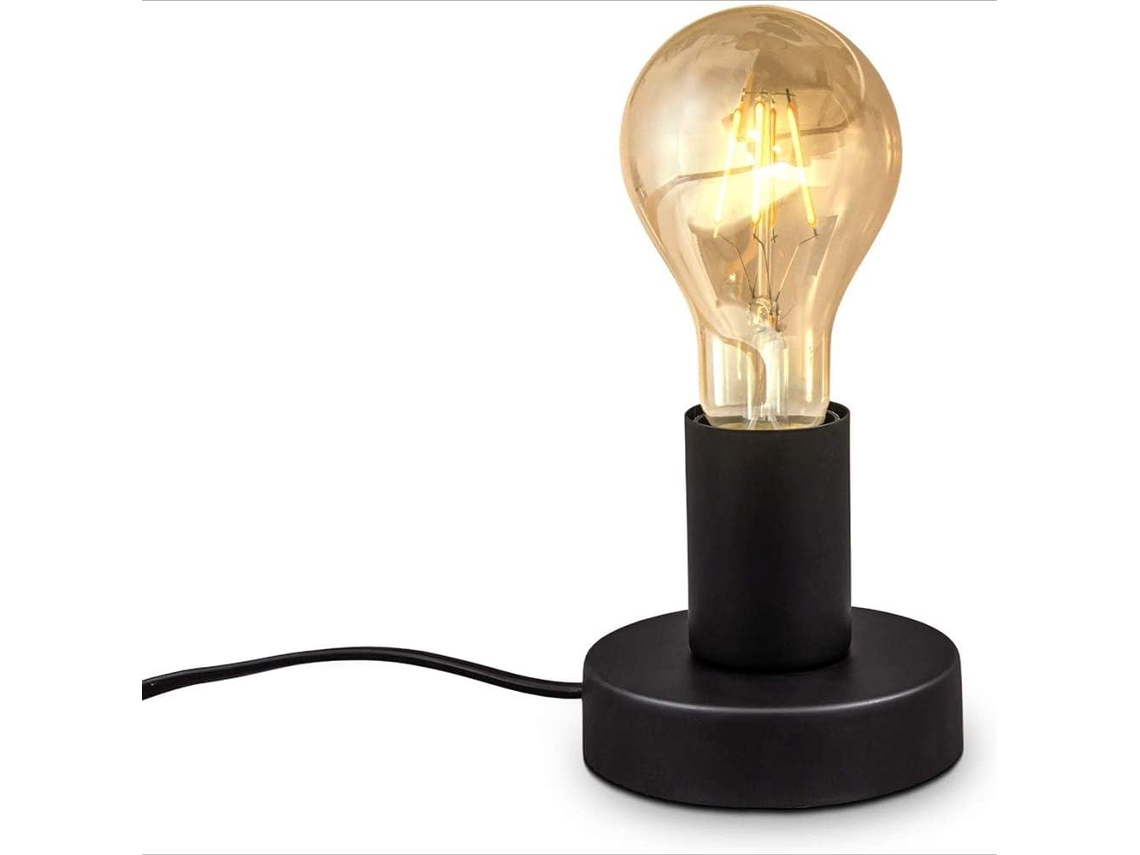 Luminária de mesa retrô com interruptor e cabo E27, lâmpada com menos de 10 cm de diâmetro, ideal para sala de estar.