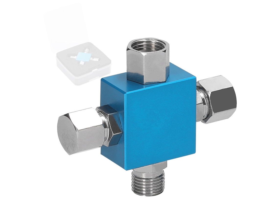 Conector T compacto de 3 vias, divisor versátil para compressor de aerógrafo, para melhor desempenho em ferramentas multifuncionais.