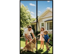 Tela Mosquiteira Magnética 120x220 cm Preta, Sem Perfuração, Fecho Alargado, Ideal Para Varandas E Portas De Correr