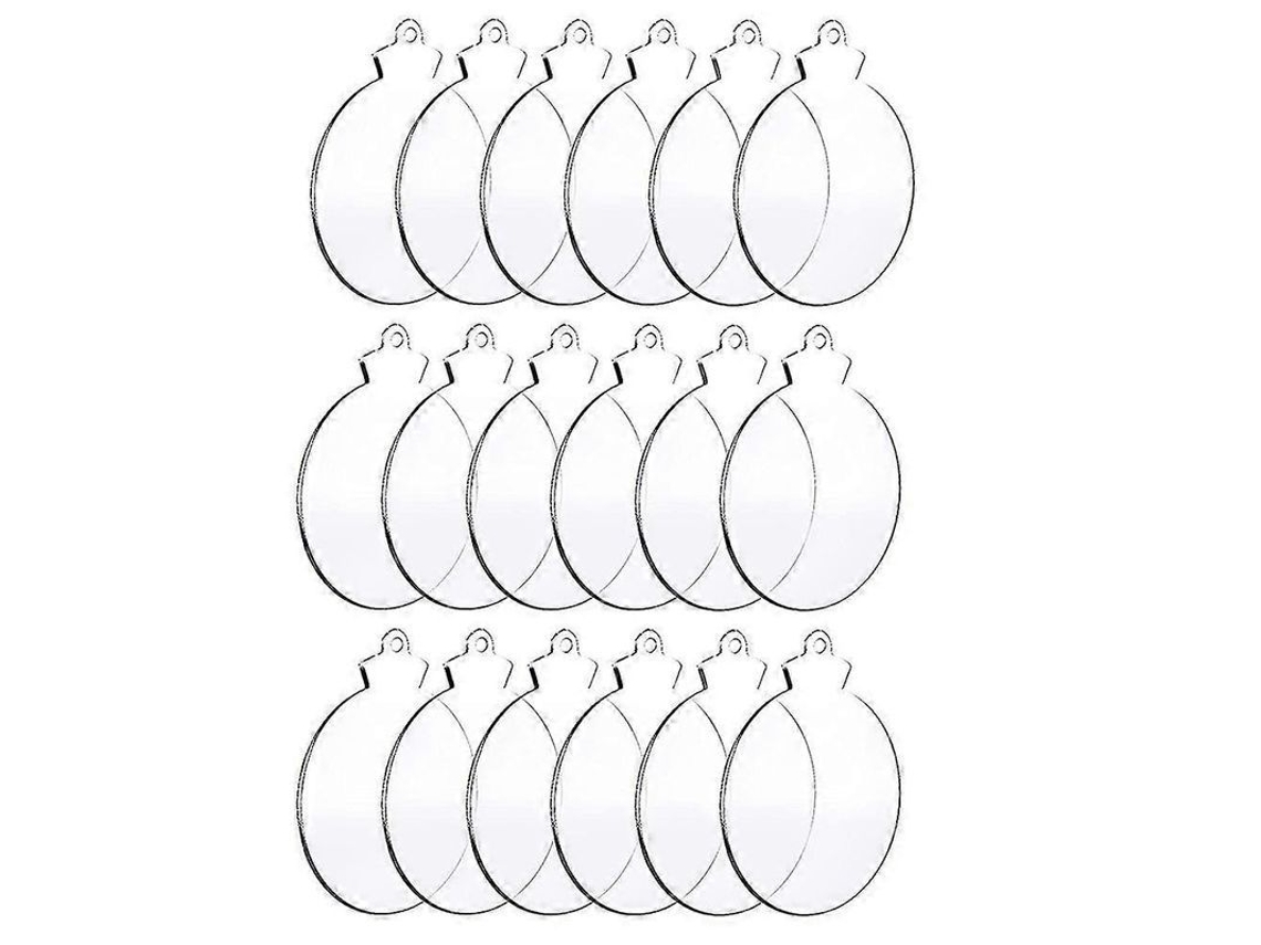 50 Peças De Ornamentos De Natal Em Acrílico Redondo Com Buraco Para Diy Artesanato Transparente
