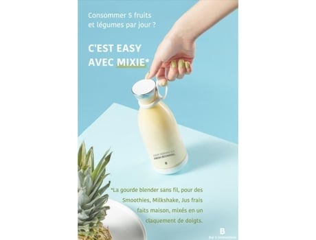 Garrafa liquidificador portátil sem fio Mixie 350 ml para smoothies e milk shakes com carregador de indução sem BPA BAR A INNOVATIONS