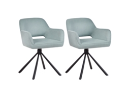Sillas Con Base Giratoria Beliani Loures De Tela Azul 56x63x80