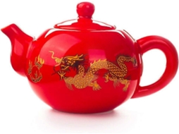 Bule De Cerâmica Artesanal Com Dragão Dourado, Estilo Chinês Gongfu, Com Esmalte Colorido E Alça Ergonômica.