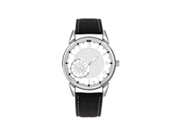 Relógio masculino casual e elegante com mecanismo de quartzo e pulseira de couro sintético, estilo simples (preto e branco).