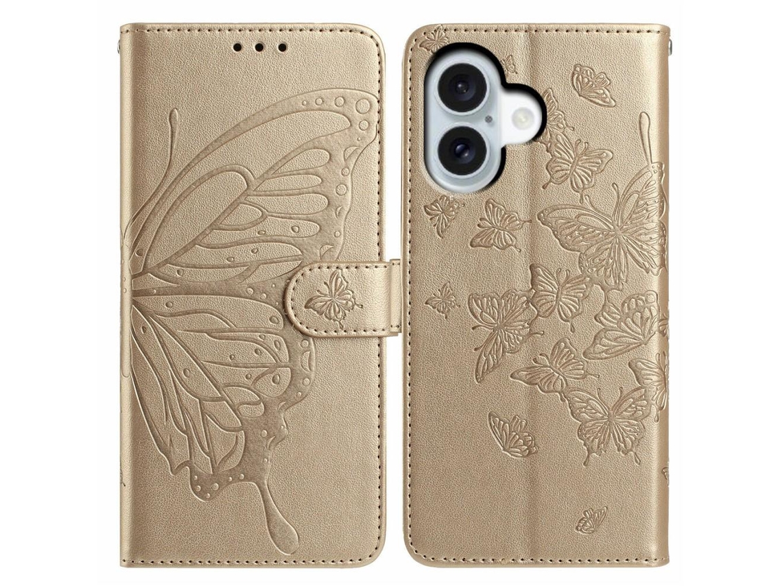 Capa Para Iphone 17 Com Estampa De Borboleta Dourada