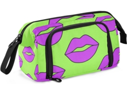 Estojo Verde Neon com Alça para Meninas, Escolar Meninas Metal 24 X 9,5 15 Cm Resistente Durável