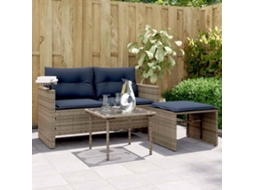 Vidaxl Conjunto De Sofá De Jardim De 3 Peças Com Almofadas Em Rattan Sintético Cinza