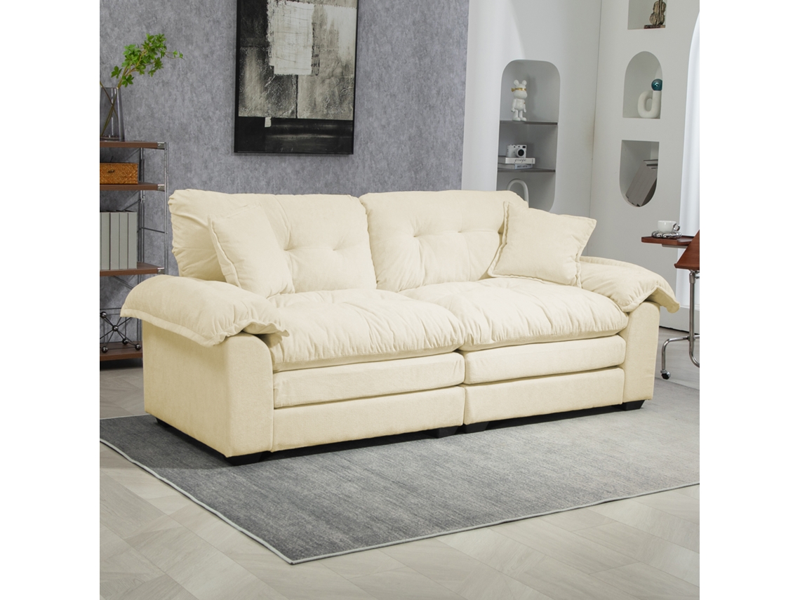 Sofá Chenille 213 Cm Com Espuma Memory E Molas Ensacadas Para Pequenos Espaços