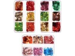 3 caixas de glitter em formato de folha para nail art de outono, decoração fácil.