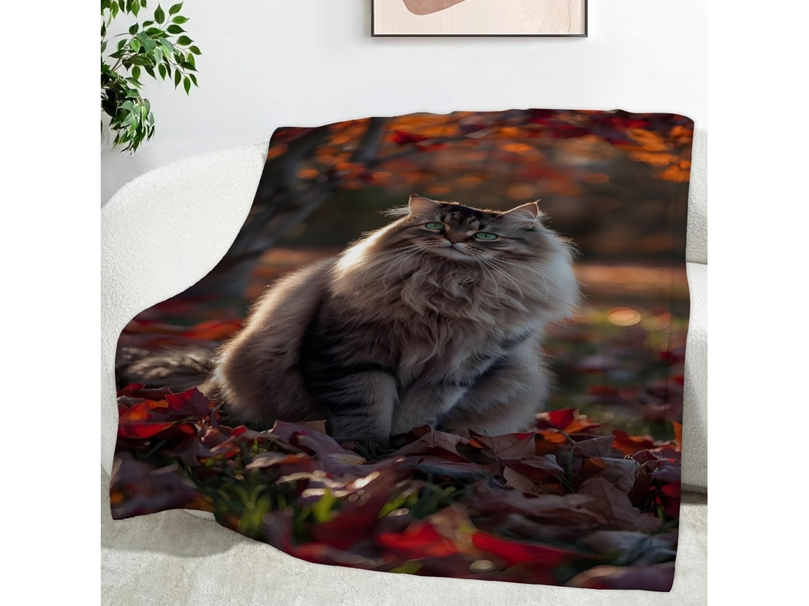Manta para Gatos Florestal 180x200 Cm Multifuncional Macia e Aconchegante em Flanela Cama Escritório Cochilo C