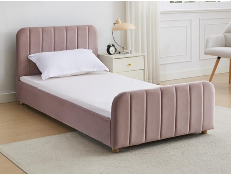 Estrutura de Cama Rogadi VENTE-UNIQUE Rosa 90X190 Cm com Colchão com Estrado