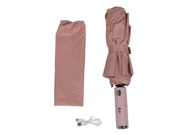 Guarda chuva Ventilador Portátil Automático Rosa 10 Costelas Preto