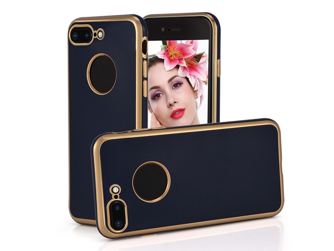 Capa de TPU com proteção completa e bordas douradas para iPhone 8 EOOCOO