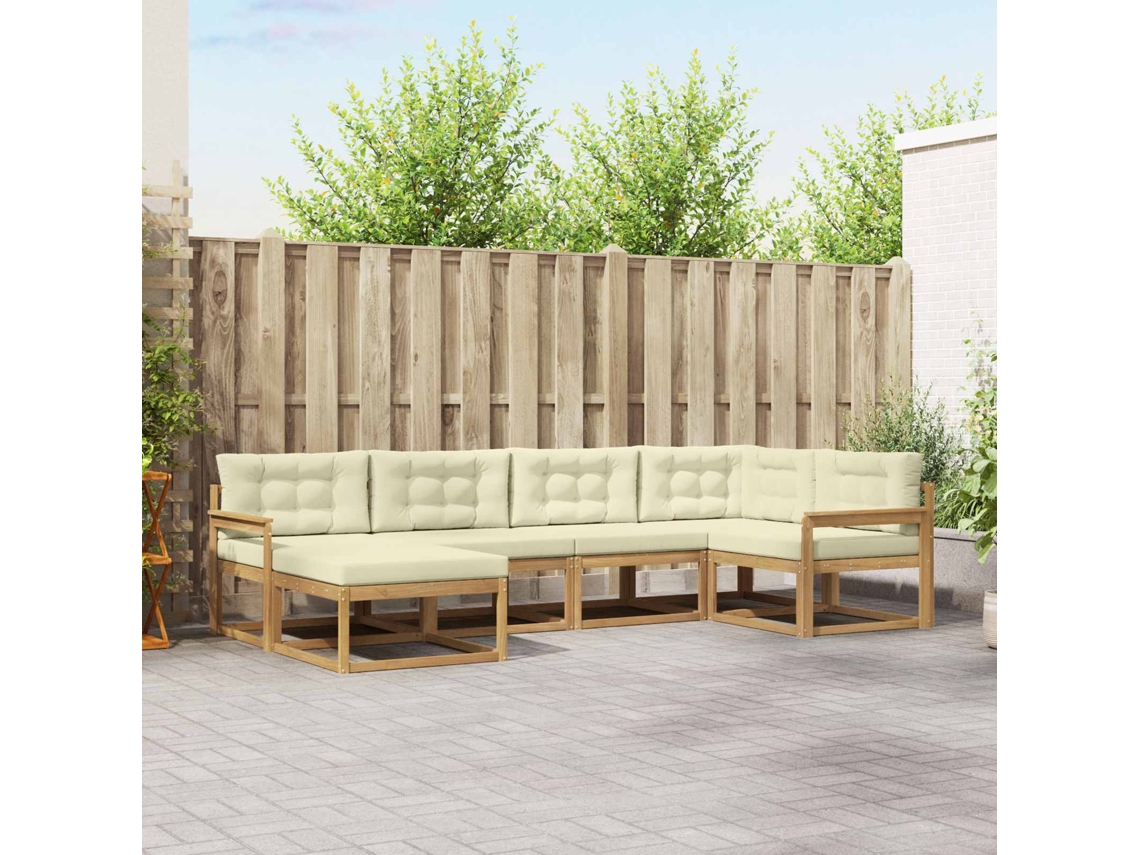Vidaxl Conjunto De Sofás Para Exterior 5 Pcs Branco E Creme Poliéster