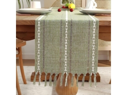 Toalha de Mesa de Linho Estilo Boho 72 Mesa Country Longa com Franjas Feitas À Mão para Restaurante de Festa 13 X 72 Verde Oliva