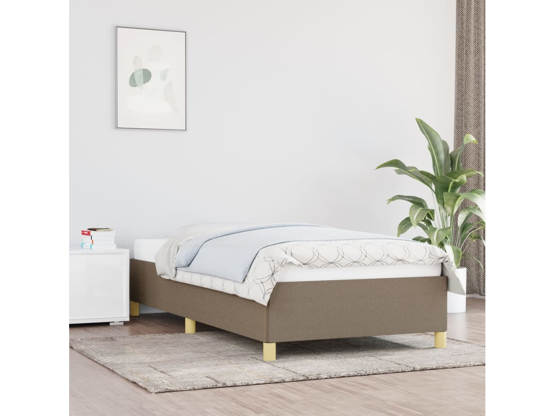 Estrutura Cama Sem Colchão 90x200 Cm Tecido Cinza-acastanhado