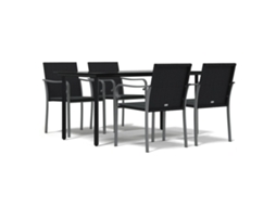 Conjunto de 5 Jantar para Jardim com Almofadões Vime Pe e Aço MAISON EXCLUSIVE (5pcs)
