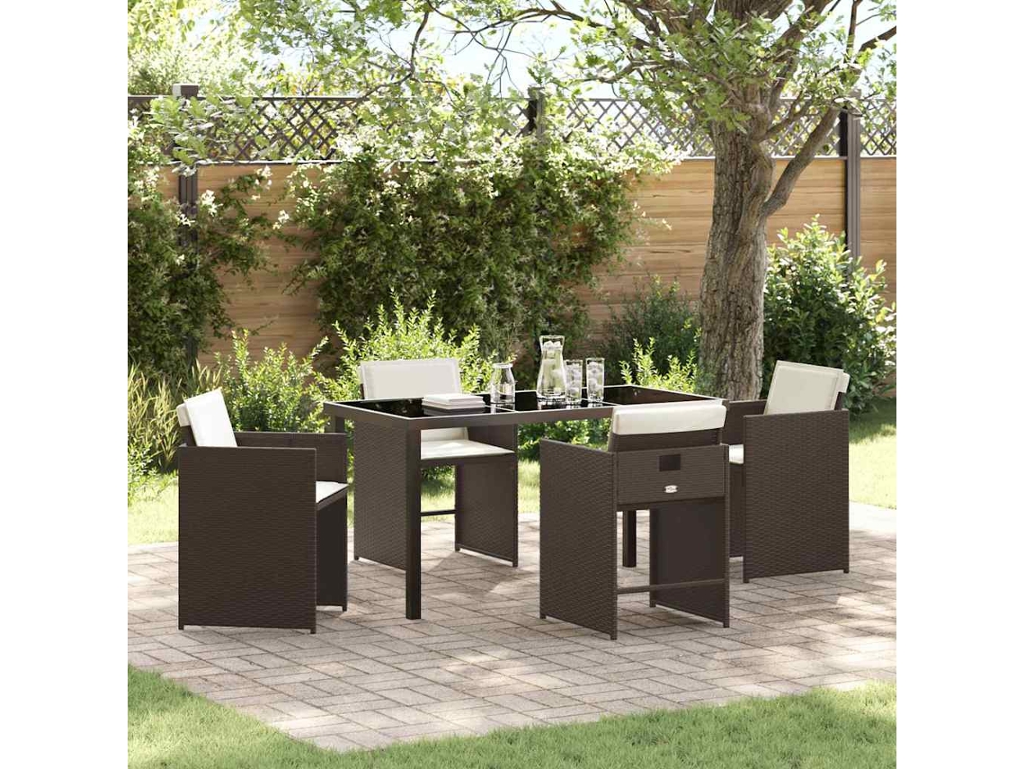 Vidaxl Conjunto De Jantar Para Jardim 5 Unid. Castanho Vime Pe