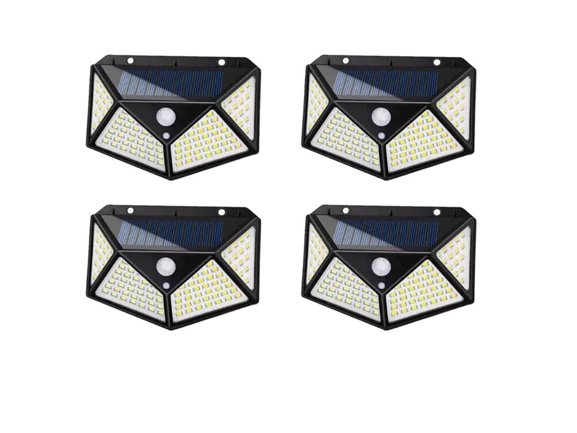 Lâmpada Solar 100led Ip65 À Prova Dágua Para Ambientes Externos Pacote Com 4 Aquaforge
