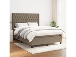 Vidaxl Cama Com Molas/colchão 140x190 Cm Tecido Castanho-acinzentado