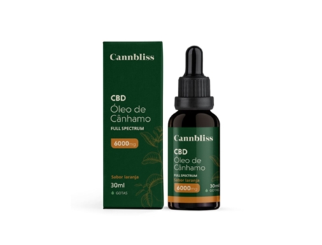 Óleo de Cânhamo 20% 6000 Mg CANNBLISS Full Spectrum com Mct 30 Ml Sabor Laranja