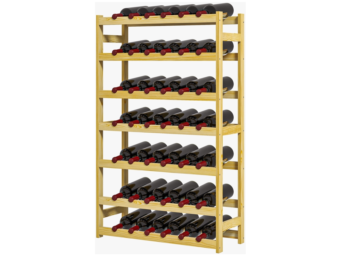 Garrafeira De Madeira Para 42 Para Vinho De 7 Níveis 63x25x102 Cm